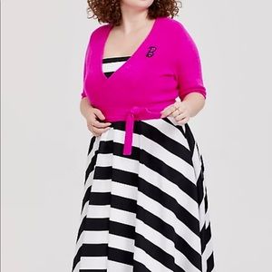 NWT, Torrid Neon Pink Barbie Cropped Wrap Sweater, Size 4 (26W)